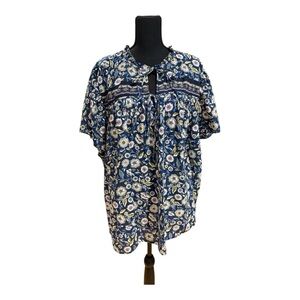 Lane Bryant 18 Floral Paisley Blue Blouse  size 28